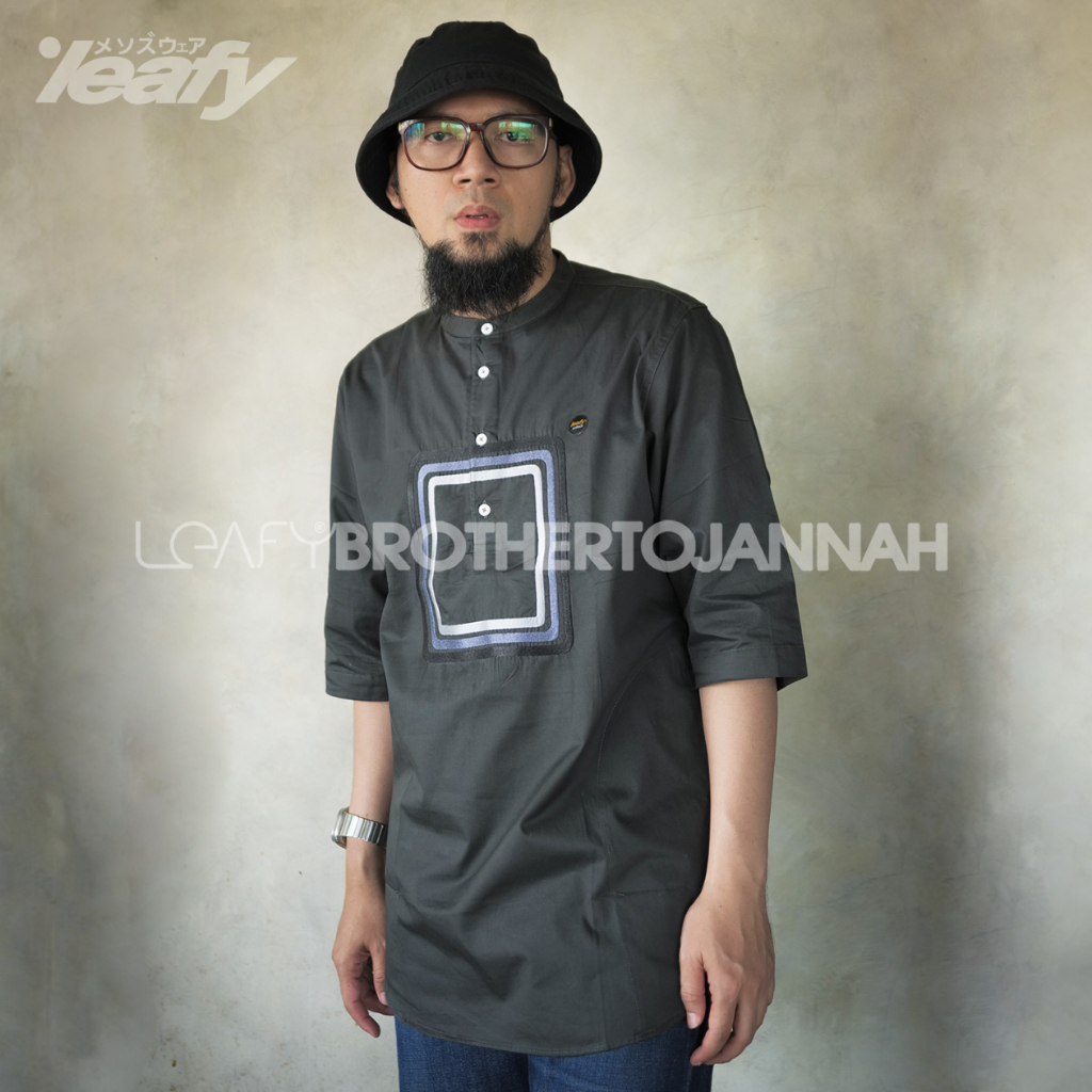 Kurta 3/4 Leafy SN-019 / KURTA LENGAN 3/4 MOTIF KOMBINASI I BAJU KOKO PRIA I KURTA TWILL PREMIUM | A