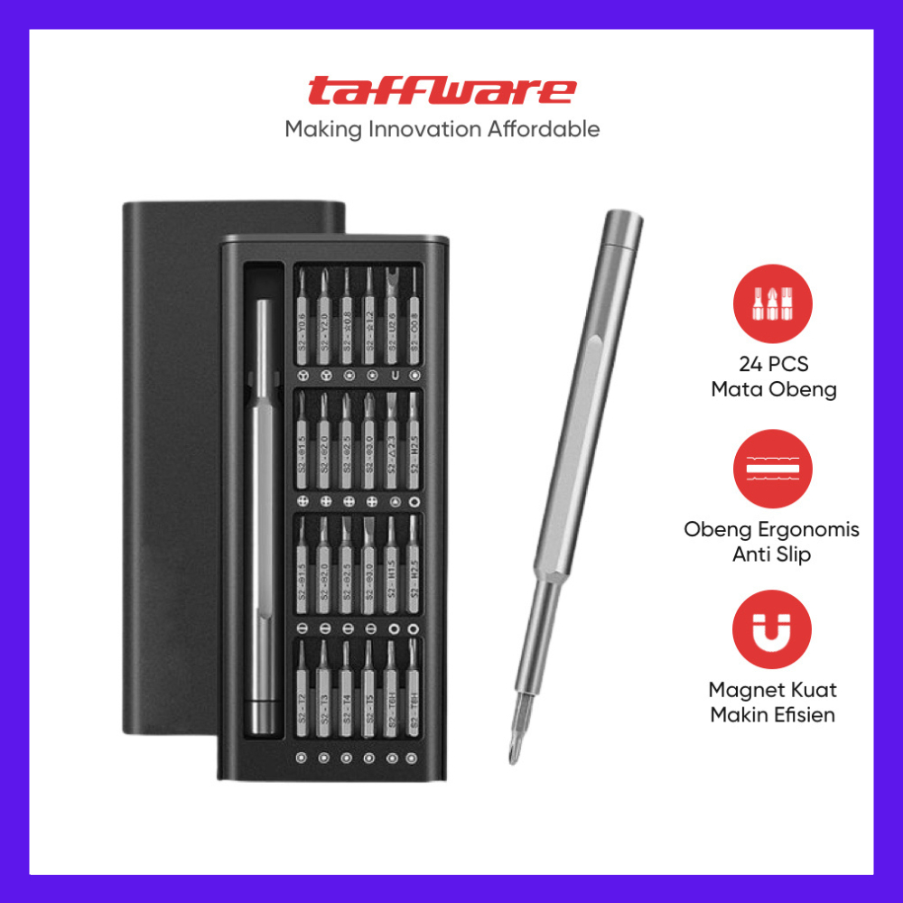 Obeng Set Premium Magnetic Bits 24 in 1 Alat Perkakas Perlengkapan Service HP Jam Tangan Laptop