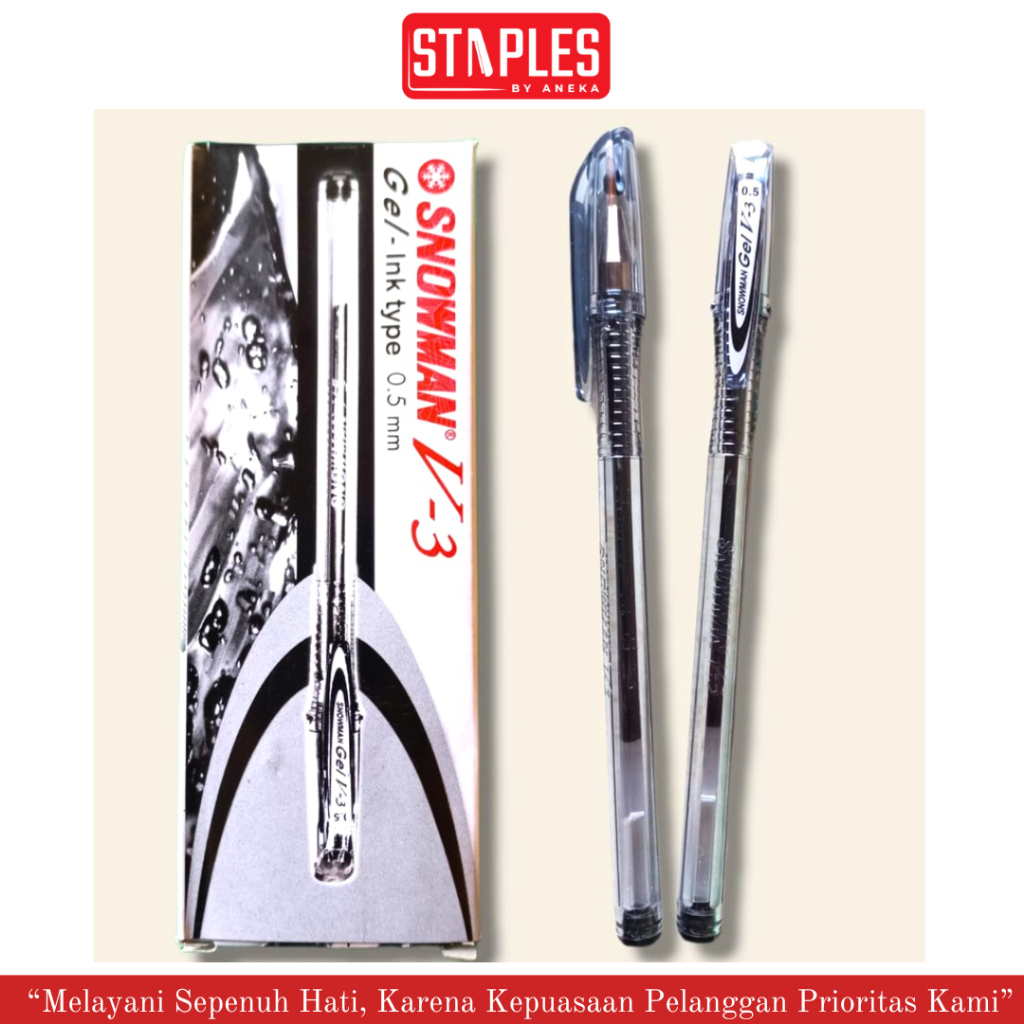 

Pulpen / Bolpen / Bolpoint / Pen Gel Snowman V-3 / V3 (1 pak isi 12pcs) / Pena Gel
