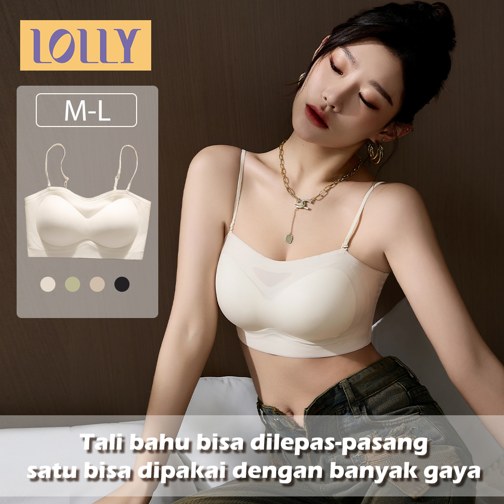 【In stock】LOLLY Bra Kemben Ice Silk BH Tanktop Atasan Wanita Tank Top Cewek Seamless Crop Top #B-041