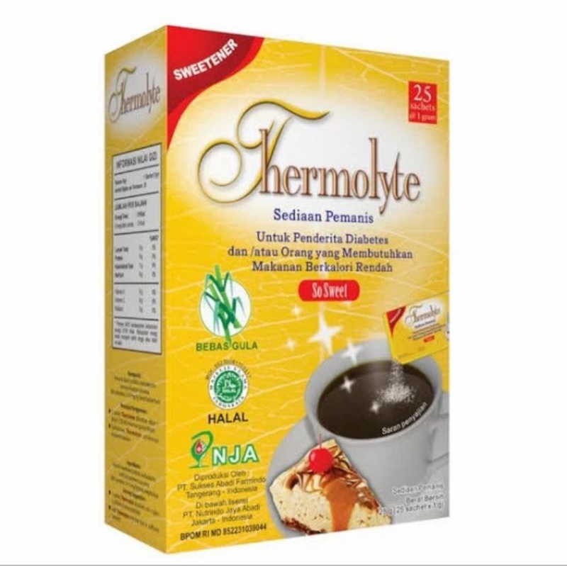 

Thermolyte Diet Sugar isi 25 sachet Gula Diabetes Rendah Kalori