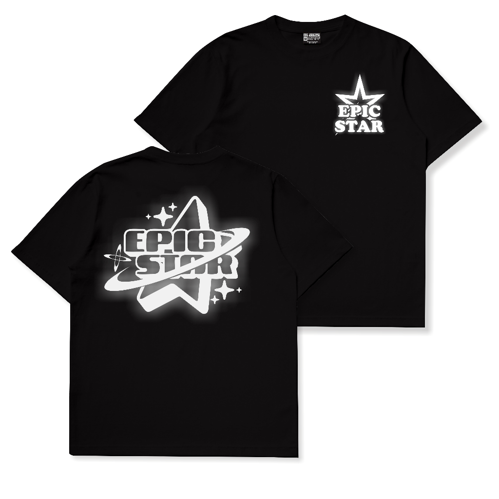 DISTRO BINIGUE KAOS EPIC STAR REFLEXTIF SILVER MENYALA KAOS HITAM PRIA UKURAN S-XXL