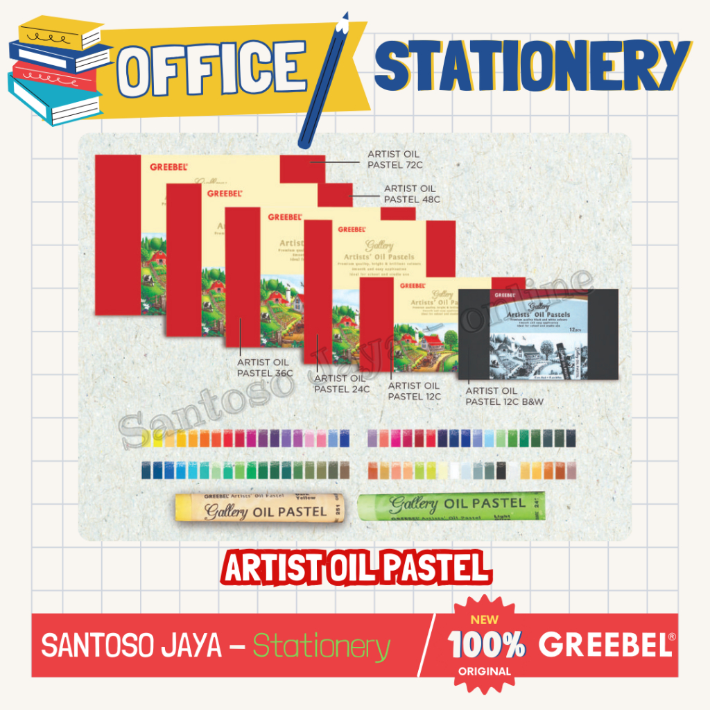 

Crayon - Krayon Minyak Artis Series GREEBEL - Oil Pastel Artist Series Colours GREEBEL 12 24 36 48 72 Warna