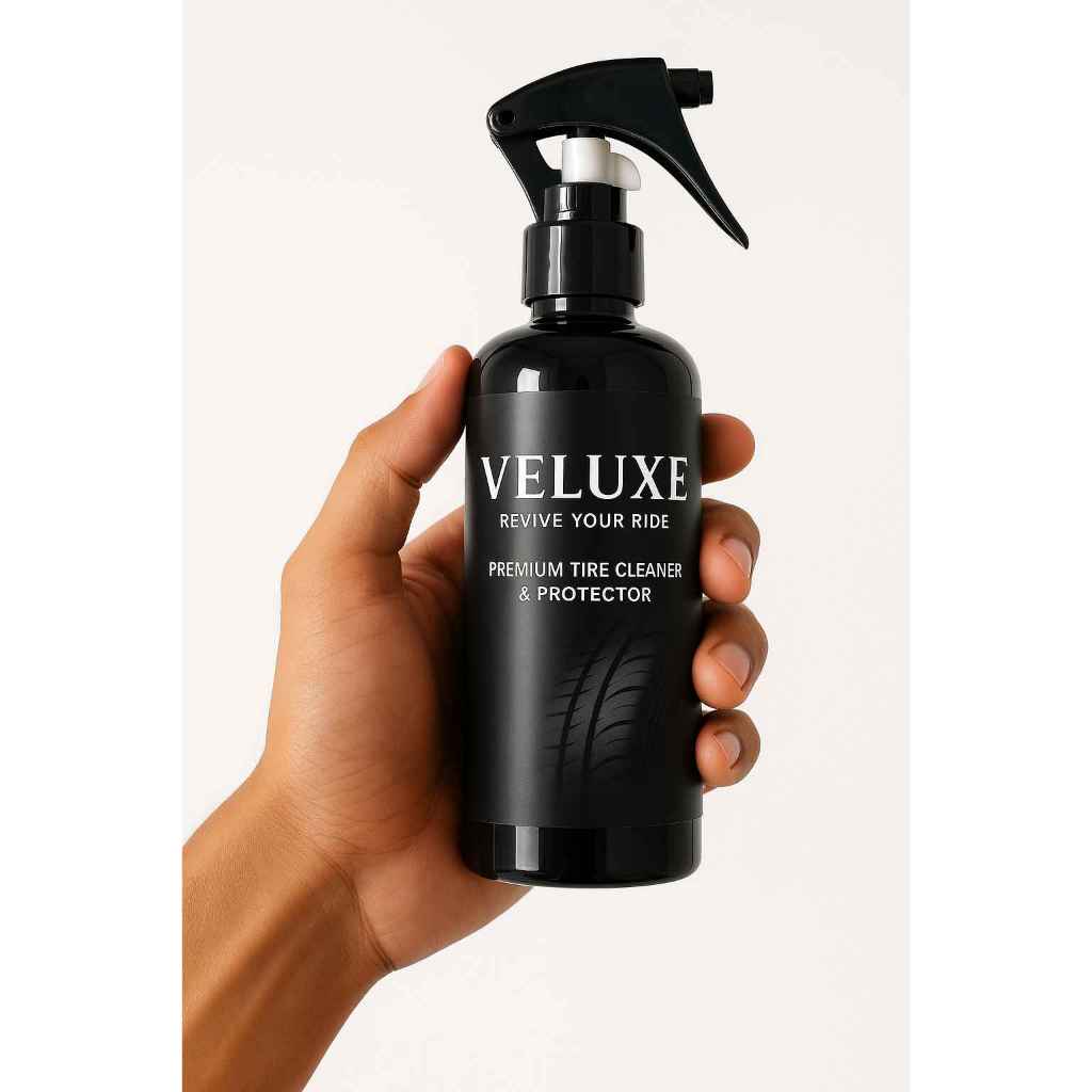 VELUXE Semir Ban Premium Mobil & Motor – Kilap Maksimal, Lindungi Ban Sekali Semprot