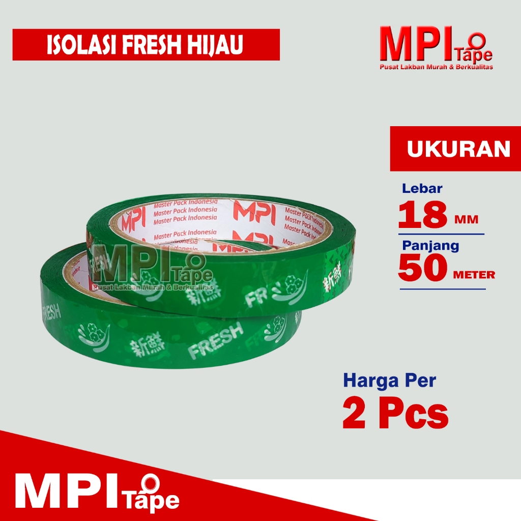 

2 PCS - Isolasi Fresh 18 mm x 50 Meter - Lakban buah & Sayur Fresh - Lakban MPI