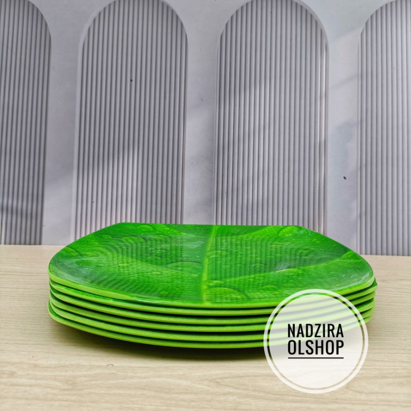 ( 12 pcs 6 Pcs 3 Pcs) PIRING MAKAN MELAMIN MOTIF DAUN - PIRING MAKAN PERSEGI - PIRING MAKAN CEPER.