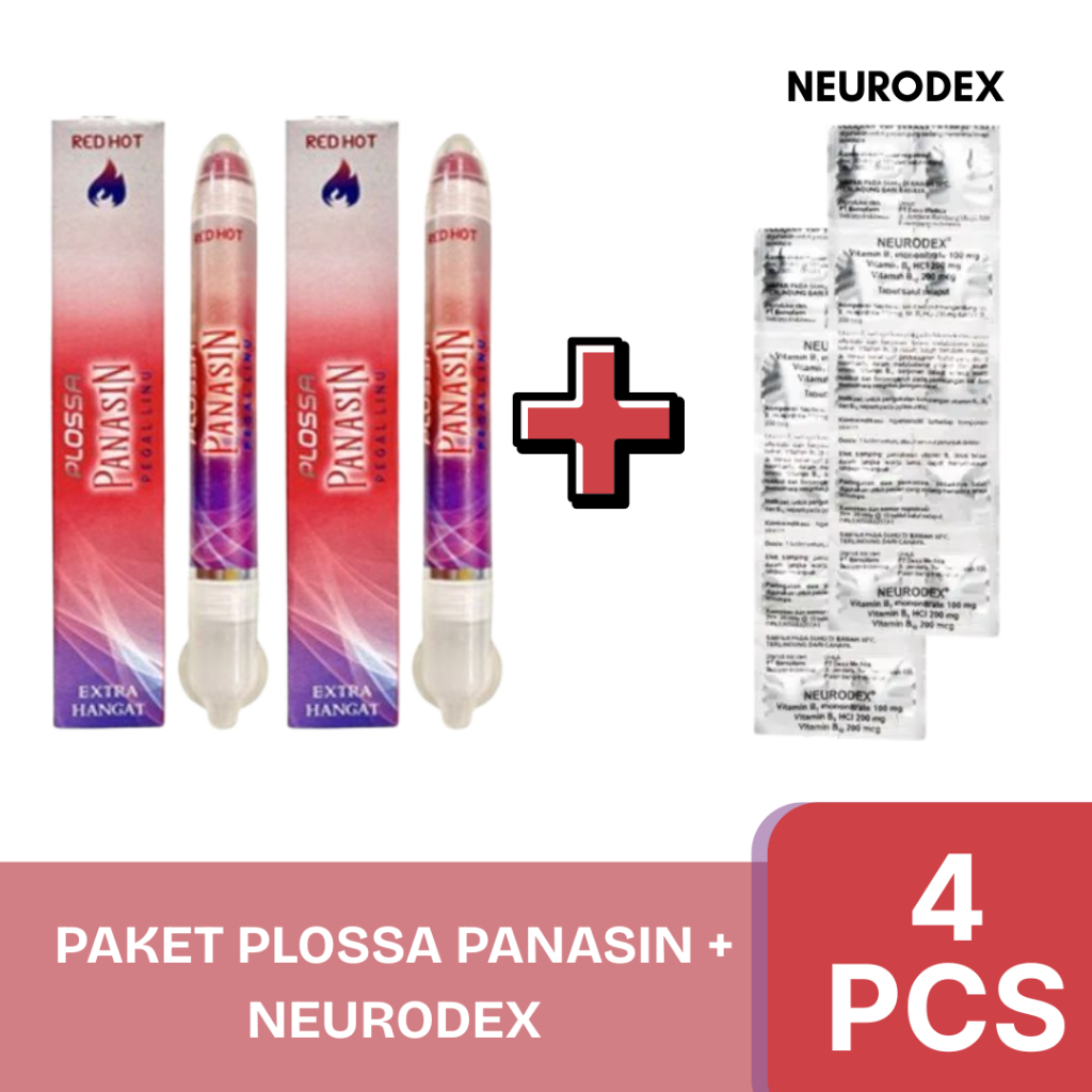 [BUNDLE PLOSSA X NEURODEX] 2 Tube Plossa Panasin (Merah) + 2 Strip Neurodex Vitamin B Kompleks Pered