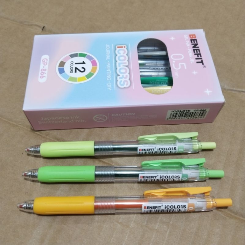 

1 Pak Pulpen 12 Warna Benefit GP-866 Isi 12 Pcs