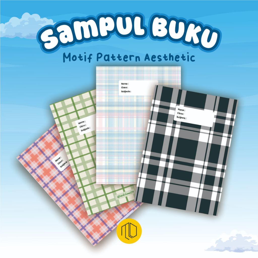 Sampul Buku Karakter Motif Pattern Aesthetic Isi 10 Pcs - Sampul Buku Tulis Aesthetic Custom Nama Si