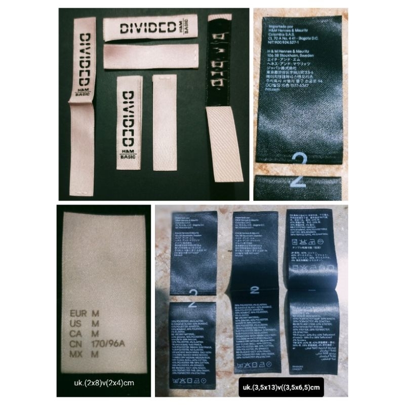 

label merek brand (main size care misc) label tag divided h&m basic