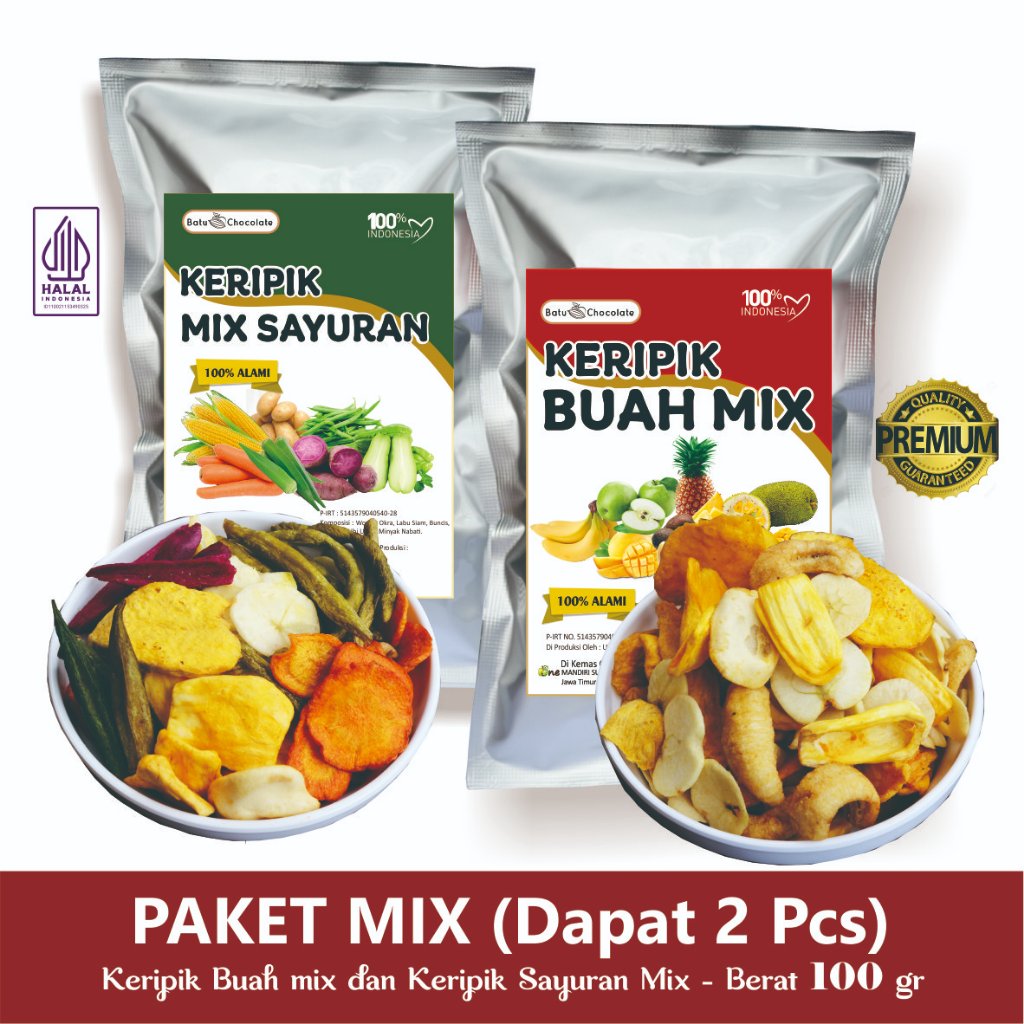

Paket Mix Dapat 2 pcs - Keripik Buah Mix 1 pc dan Keripik Sayuran Mix 1 pc