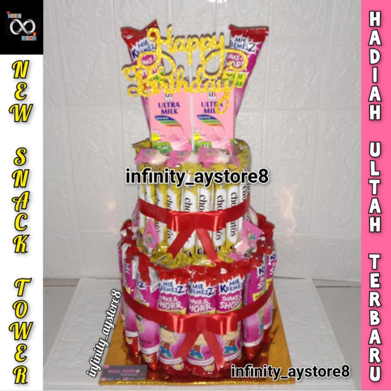 

Snack Tower Birthday Terbaru / Kue Ultah Kekinian / Hadiah Ultah / Hadiah Khitanan / Hadiah Wisuda / Hadiah Lomba