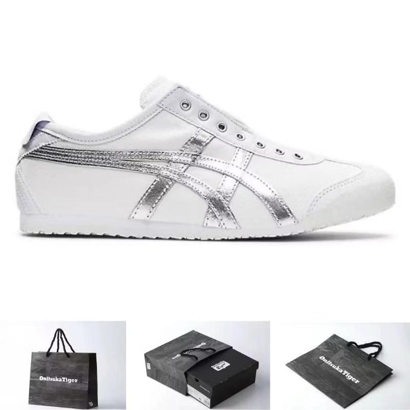 SEPATU ONITSUKA TIGER MEXICO 66 SLIP ON WHITE SILVER