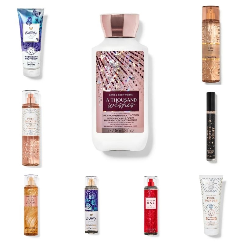 Bath Body Works BBW (A Thousand Wishes, Pure Wonder, Into the Night, In the Stars, You're the One)