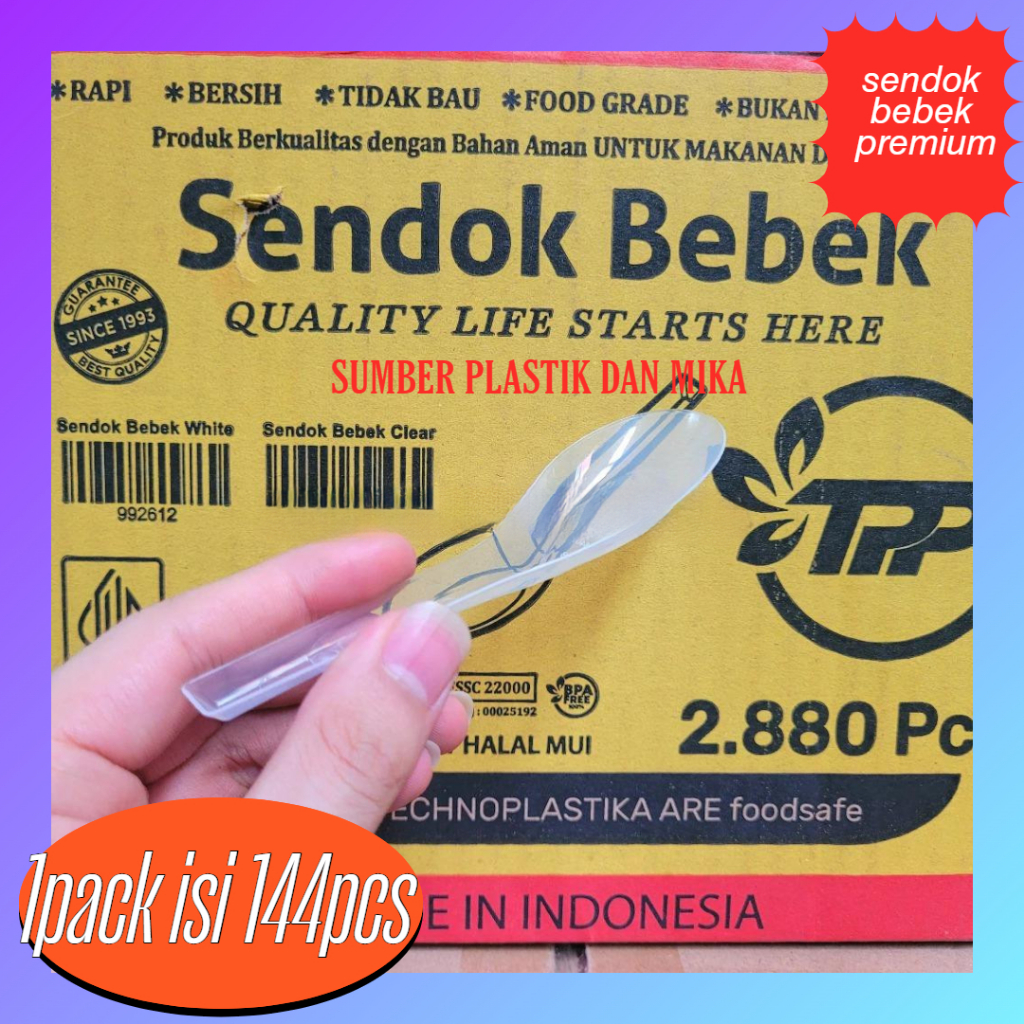 [ 1pack 144pcs ] Technoplastika Sendok Bebek Plastik Besar Bening / Sendok Makan Bebek / Sendok Bubu