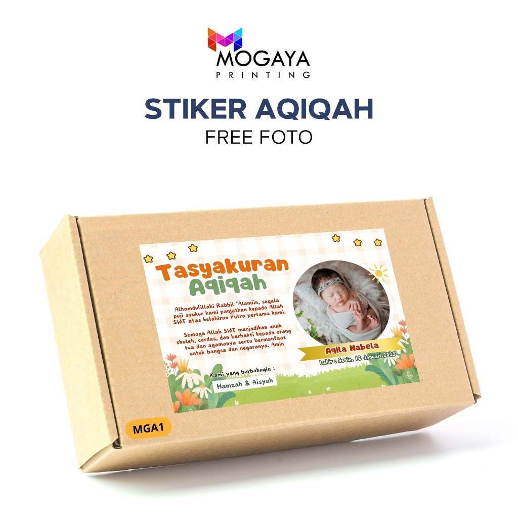 

MOGAYA PRINTING - Cetak Stiker Aqiqah Tasyakuran Kelahiran, Tedak Sinten, Selapan (MGA1)