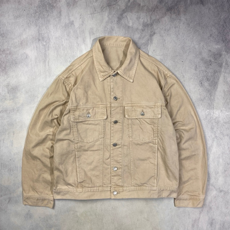 8Seconds Sand Beige Boxy Denim Trucker Jacket Casual Harrington Work Jacket