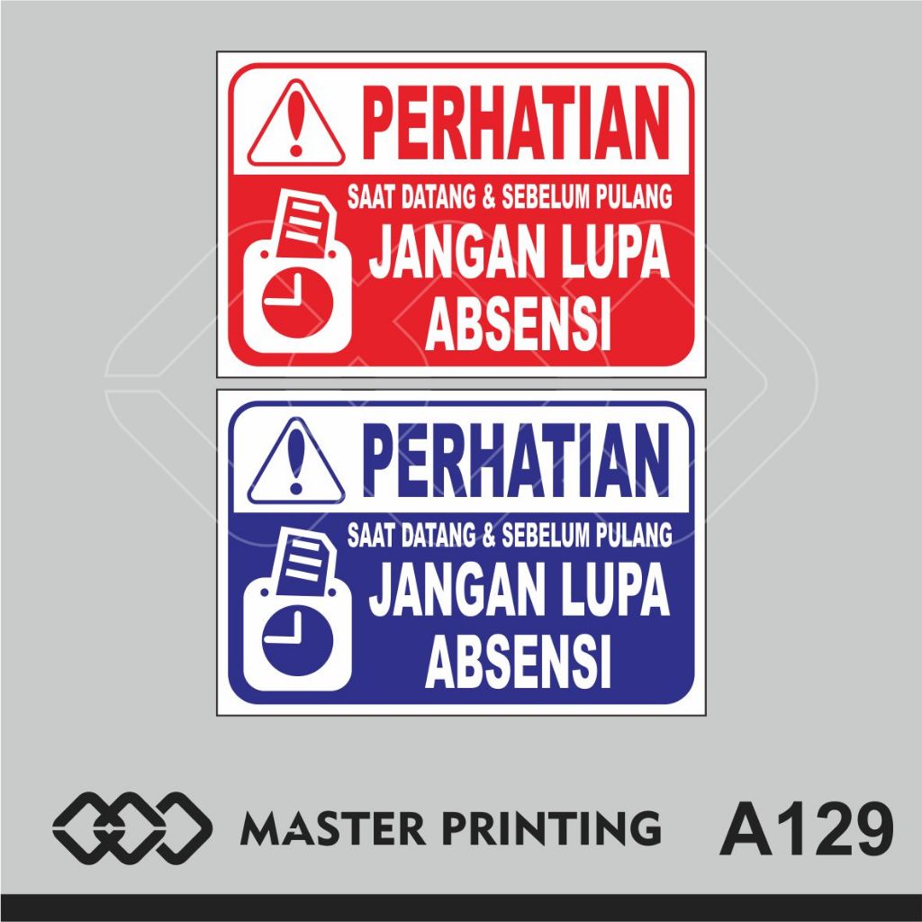 

A129 - Acrylic Sign, Stiker Akrilik Perhatian Jangan Lupa Absensi, Tahan Air, dan Bisa Custom