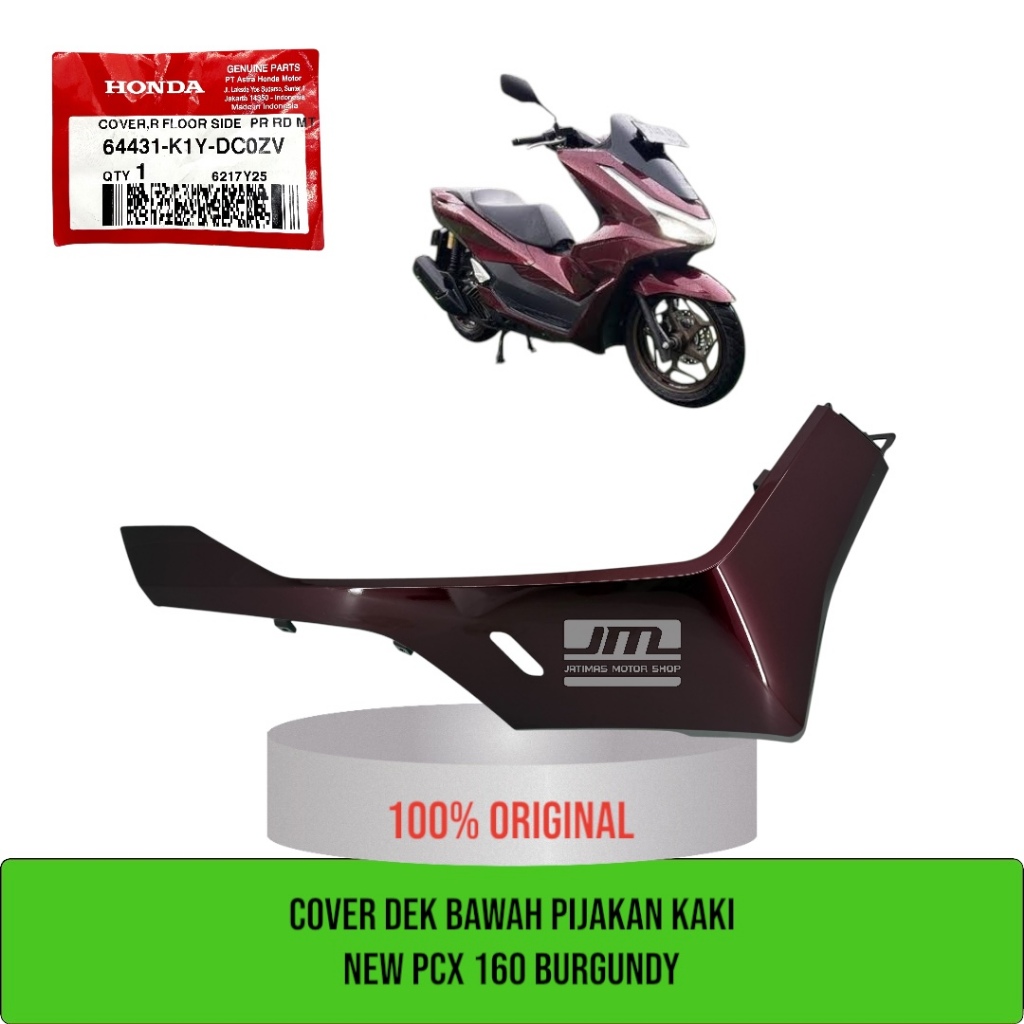 Cover dek bawah pijakan kaki new pcx 160 burgundy 64431-K1Y-DC0ZV