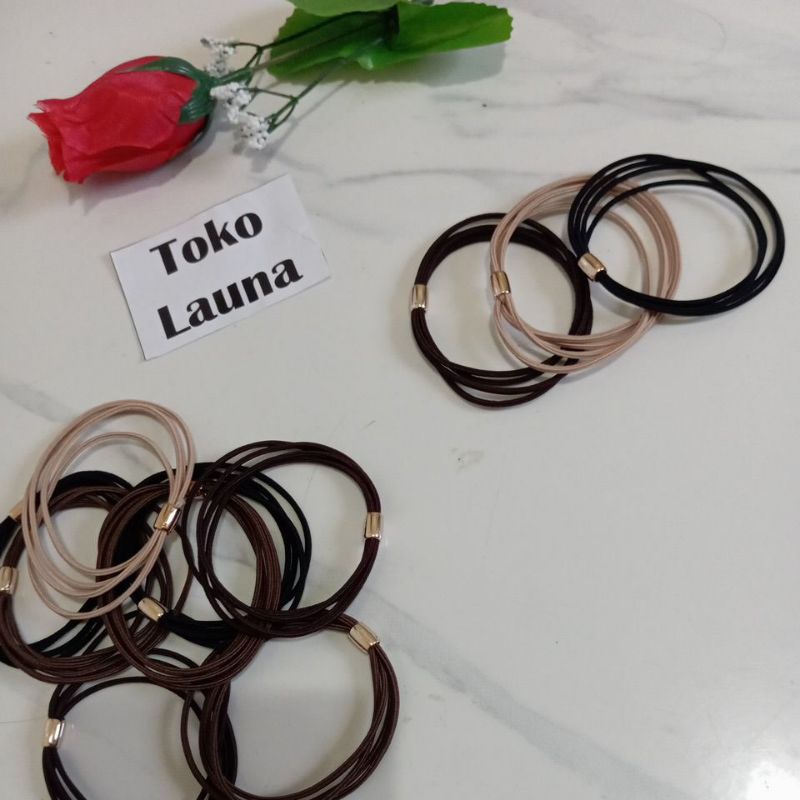 grosir ikat rambut polos gold TOKO LAUNA