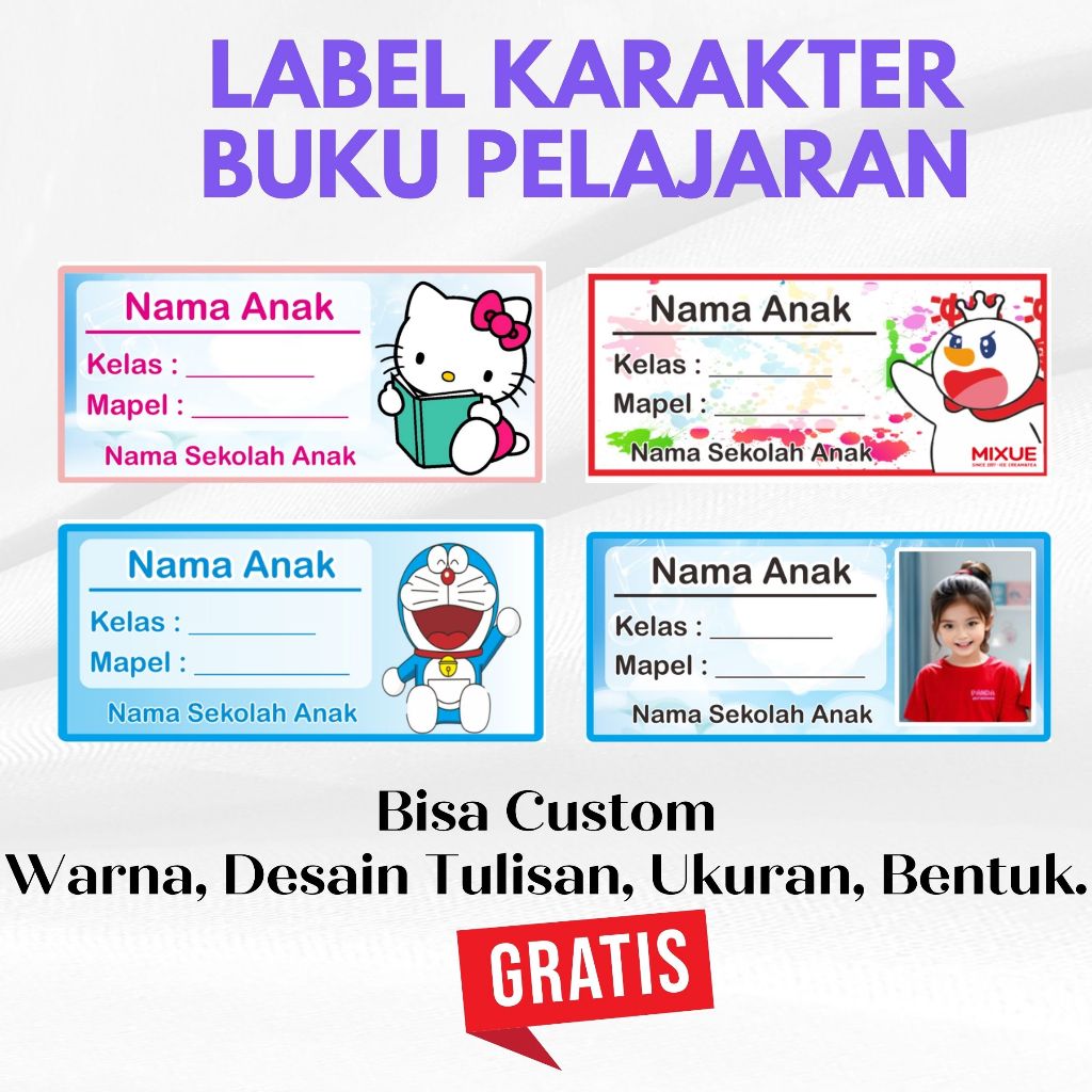 

LABEL/STIKER BUKU PELAJARAN KARAKTER, BISA CUSTOM SESUAI KEINGINAN