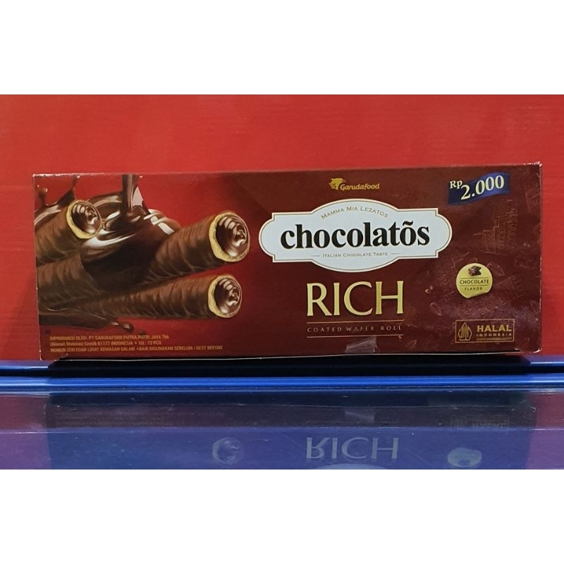 

Chocolatos RICH Coated Wafer Roll isi 12pcs@20gr