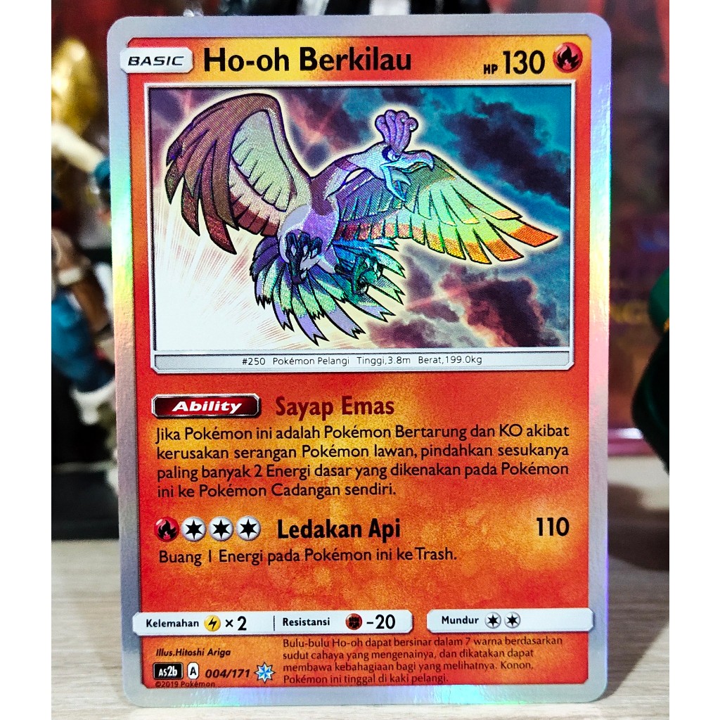 Pokemon TCG kartu - Ho-oh shiny berkilau holo Kebangkitan legenda