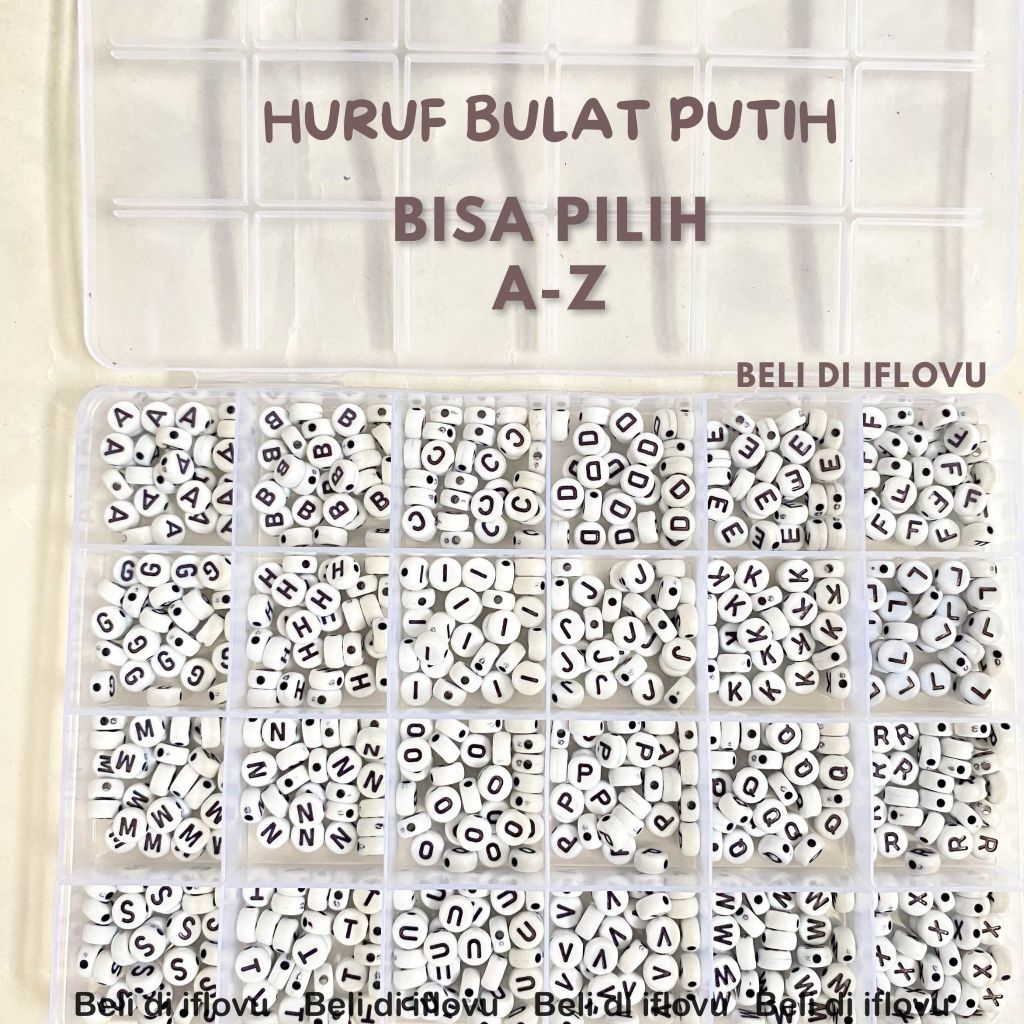 (Pilih Huruf) Manik Manik Huruf Abjad Alphabet satuan bisa pilih A - Z | Manik Manik inisial nama
