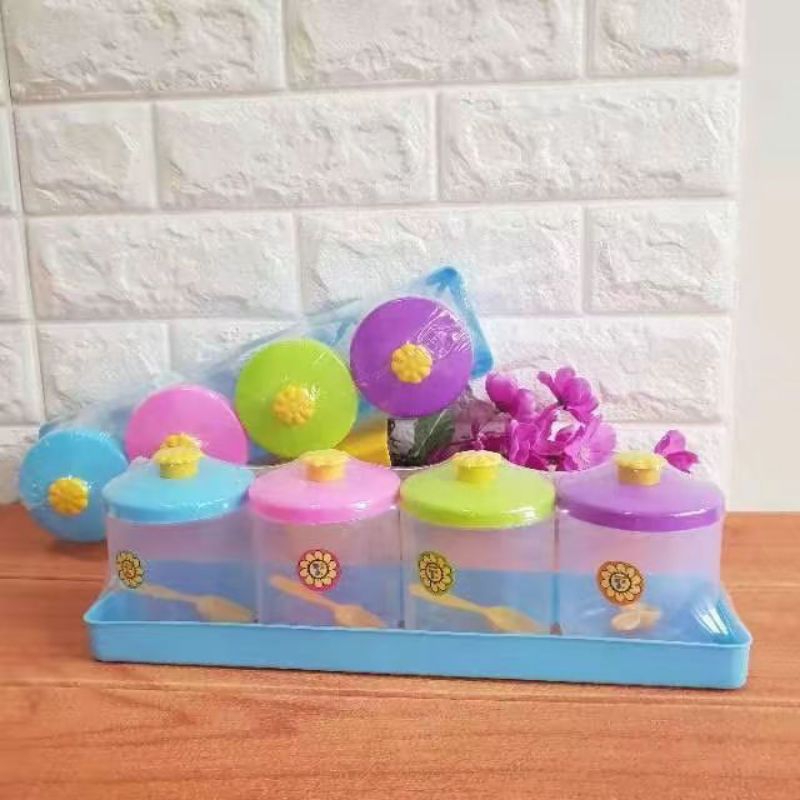Tempat Bumbu 4in1 Tempat Bumbu Small Toples Bumbu Dapur Kitchen Set Kitchenware