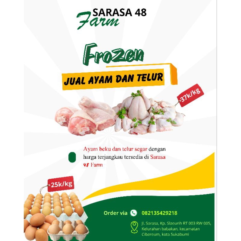 

Ayam frozeen dan telur segar langsung dari kandang