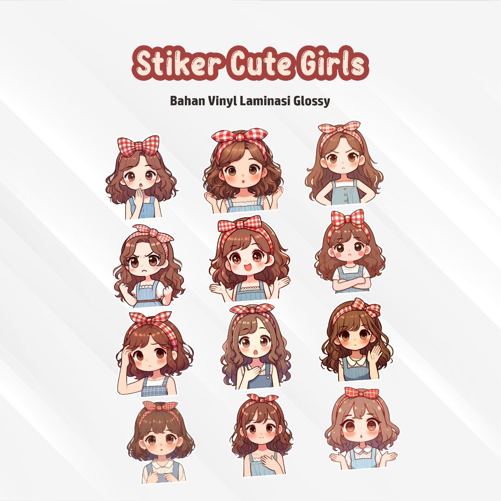 

Stiker Cute Girl Vinyl Waterproof | Stiker Laptop Lucu Cewek Imut 12 Pcs Ukuran 6cm A4 Anti Air