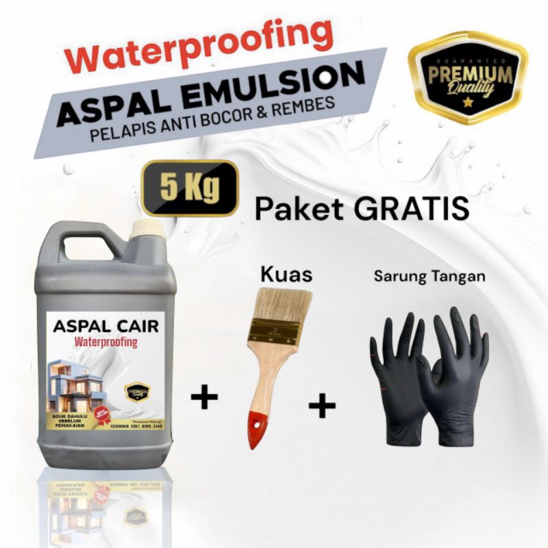 Aspal Cair 5 kg Pelapis Anti Bocor dan Anti Rembes untuk Atap Dak Jalan dan Lantai