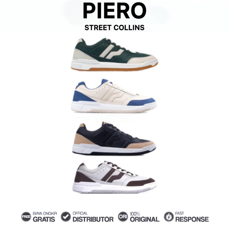 Piero - Sepatu Street Collins Sneakers Casual Unisex Wanita Pria Original 100%