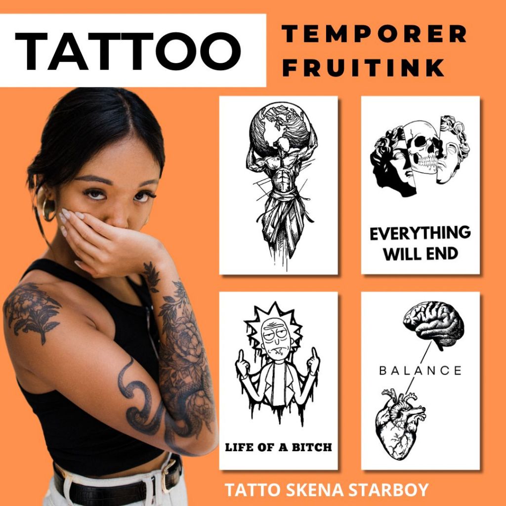 Tatto Temporer Fruit Ink Semi Permanen  Tahan Lama VOL 1 Stiker Tatto Temporer