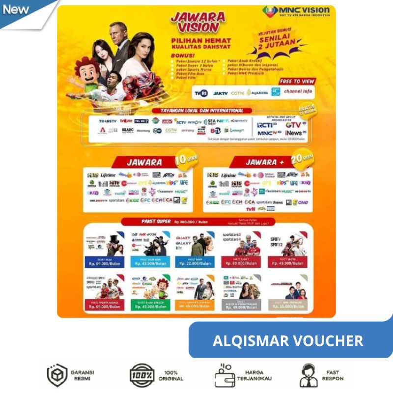 TV Voucher Promo Paket TV Jawara+ Mnc Vision 30 Hari