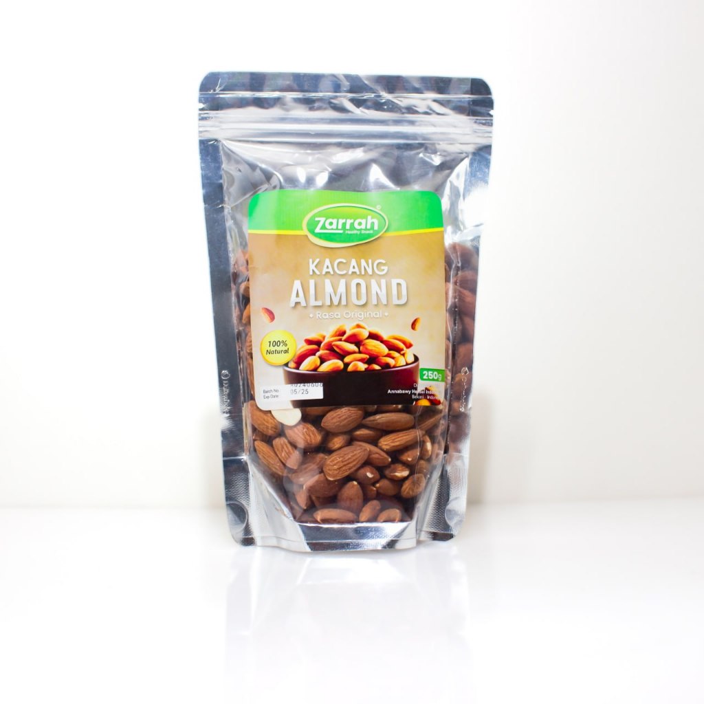 

Kacang Almond Kupas Zarrah 250gr Rasa Original dan Susu Premium 100% Natural - Roasted Original