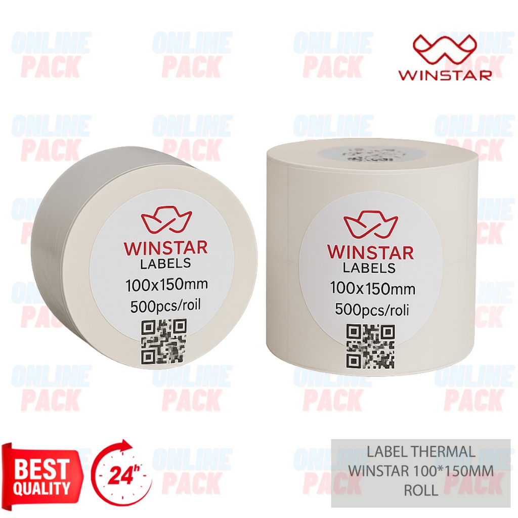 

LABEL THERMAL WINSTAR 100 X 150 MM 10 X 15 CM KERTAS STICKER RESI BARCODE CONTINUOUS PAPER MURAH TEBAL ANTI AIR