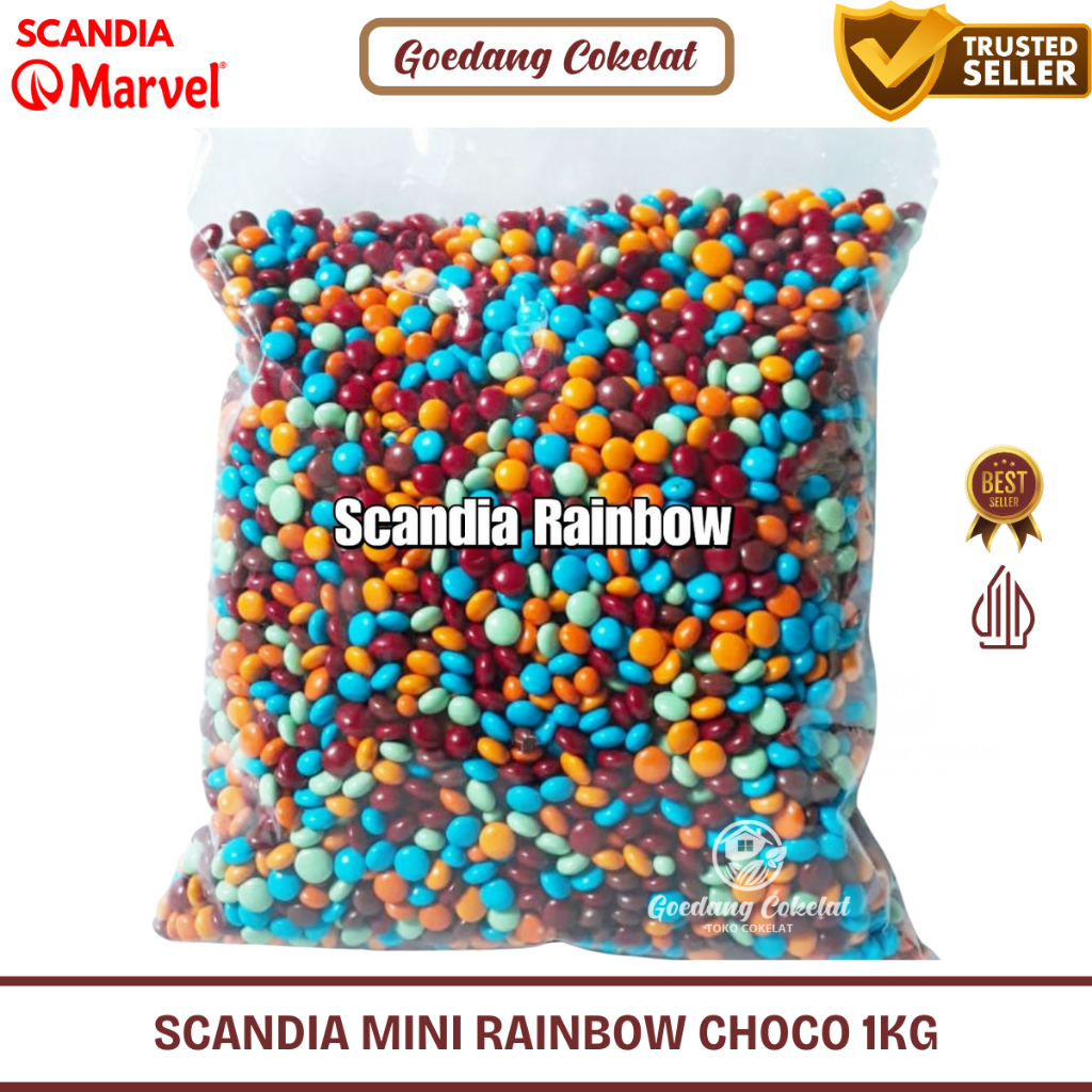 

Coklat Scandia Marvel Mini Rainbow Choco Chip Coklat Susu Mini Aneka Warna Warni Premium Kemasan 1 Kg