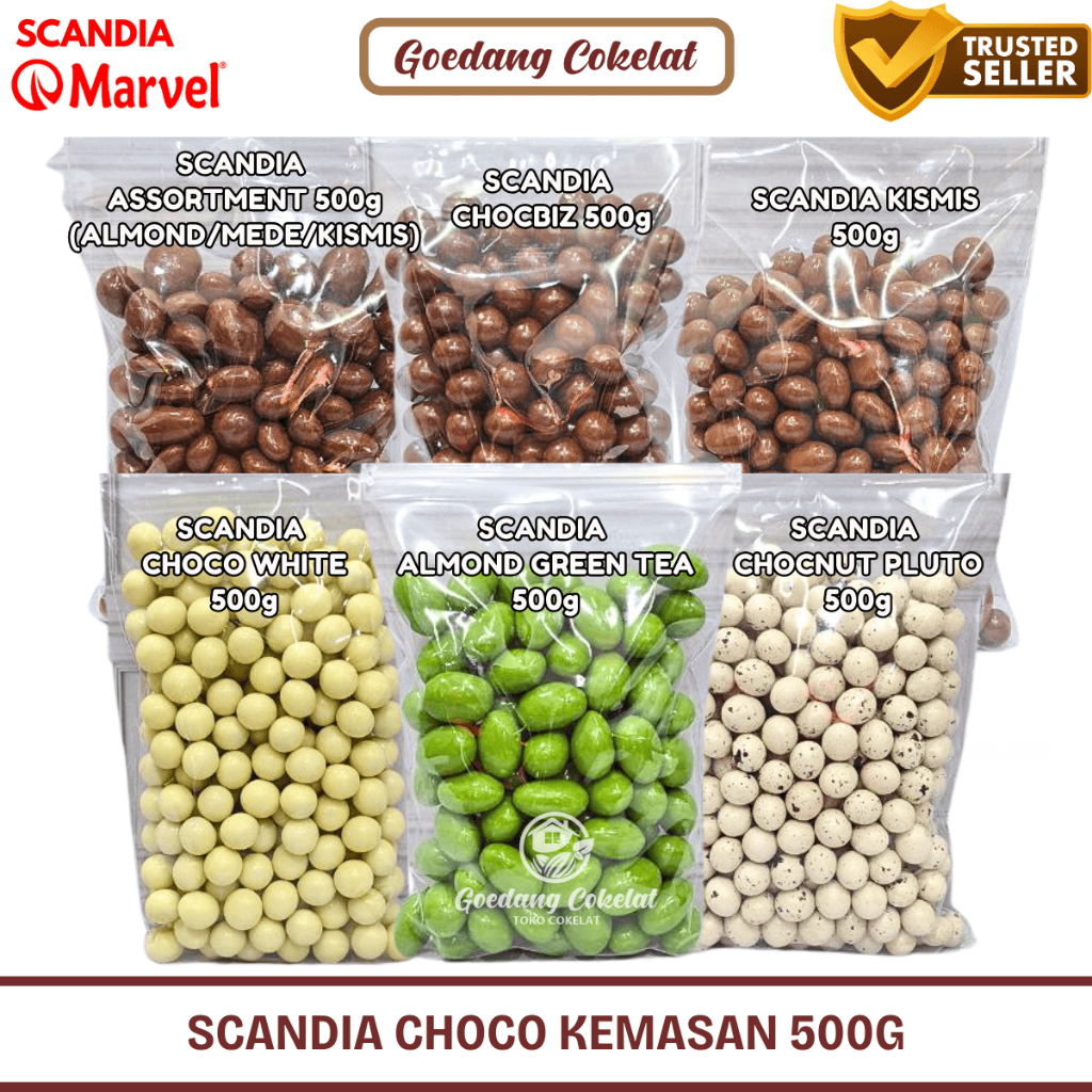 

Scandia Coklat Mede Almond Kismis Greentea Choco White Pluto Choc Biz 500g
