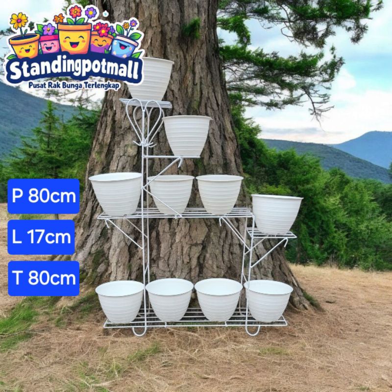standing pot bunga aesthetic ruang tamu rak bunga sudut ruang tamu