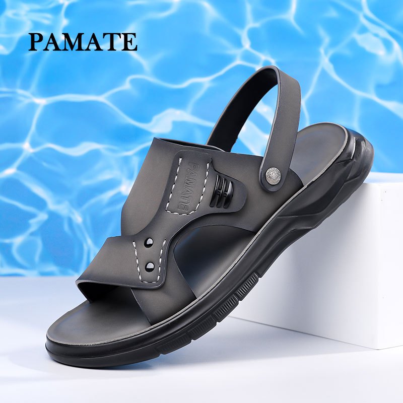 【PAMATE】Sepatu sandal pria dengan dasar tebal dan kulit asli,sepatu sandal untuk istirahat 2388