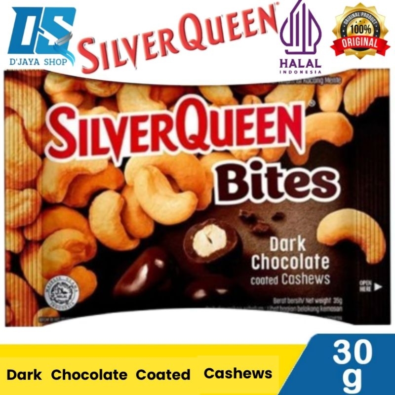 

SILVERQUEEN CHOCOLATE BITES CASHEW DARK 30G/COKELAT DARK KACANG METE