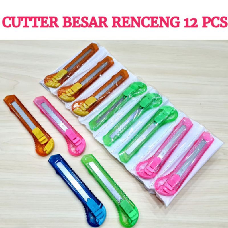 

[12 Pcs] Cutter Besar Renteng Tajam / Cutter Warna / Serbaguna