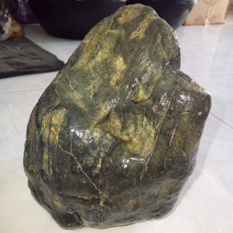 Original Bahan Batu Bulu Macan Serat Emas Bentuk Unik & Antik Best Quality