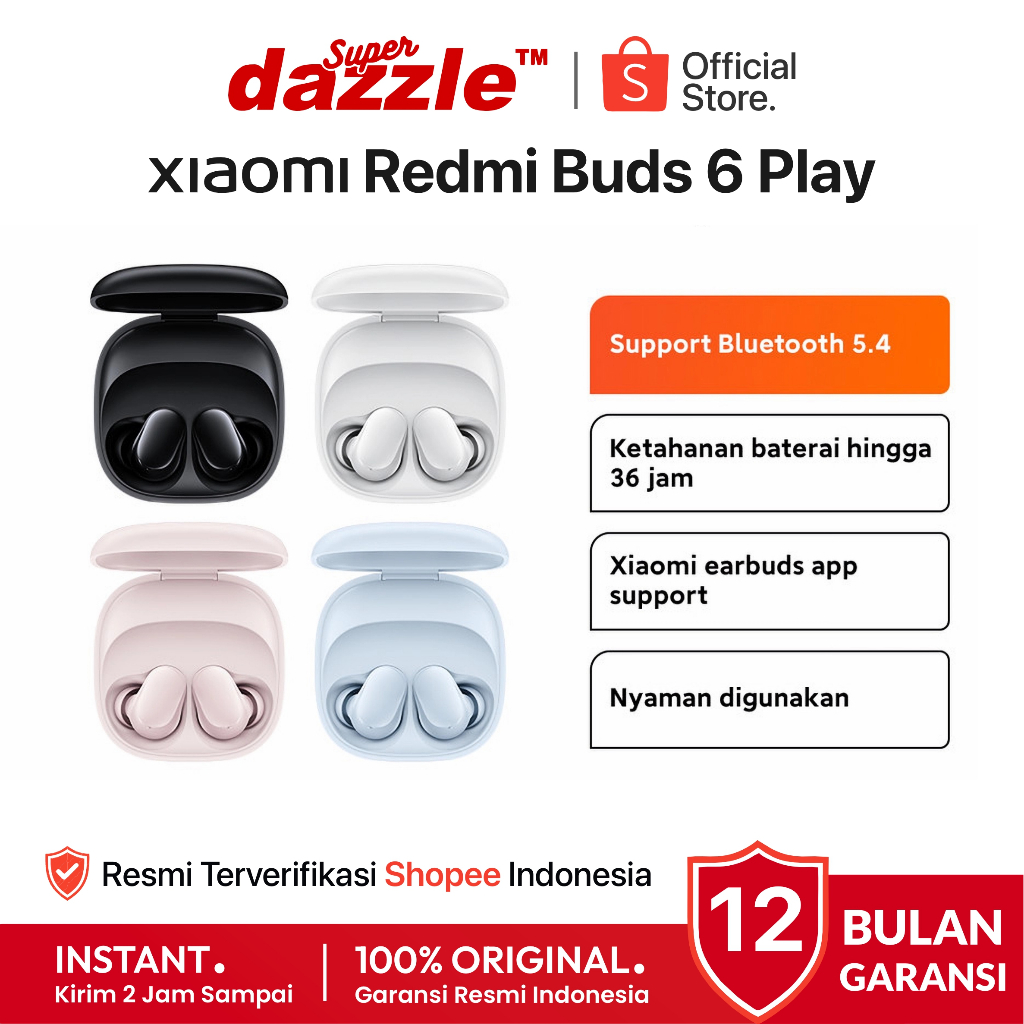 [ TERLARIS ] TWS XIAOMI Redmi Buds 6 Play Original 100% Garansi Resmi 12 Bulan Official Store Indone