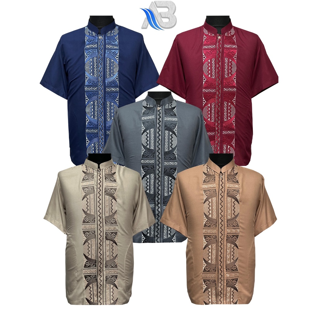 Baju Koko Pria Dewasa Terbaru Koko Al qadr Koko AB Al kahfi Bareno Koko Lengan Pendek Katun COD