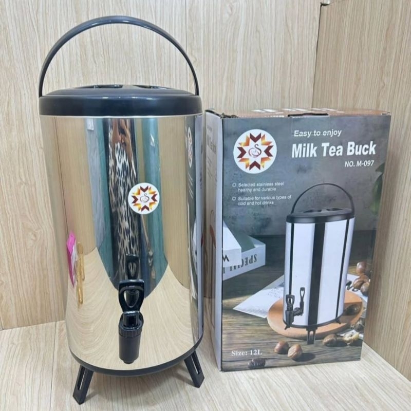 Dispenser air panas dingin 12 Liter  / milk tea bucket stainlees stell termos besar
