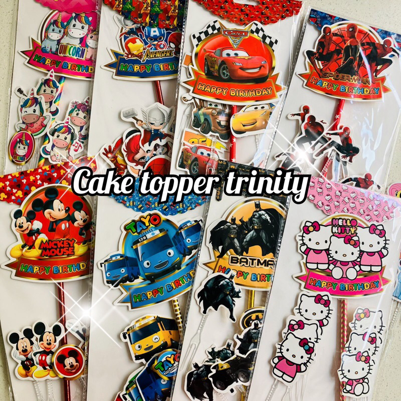 cake topper karakter disney, unicorn, spiderman