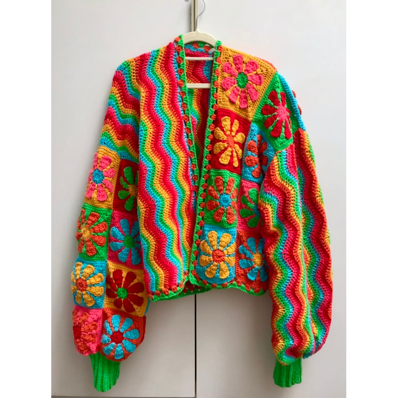 Cardigan Crochet/Retro Cardigan Rajut/Handmade