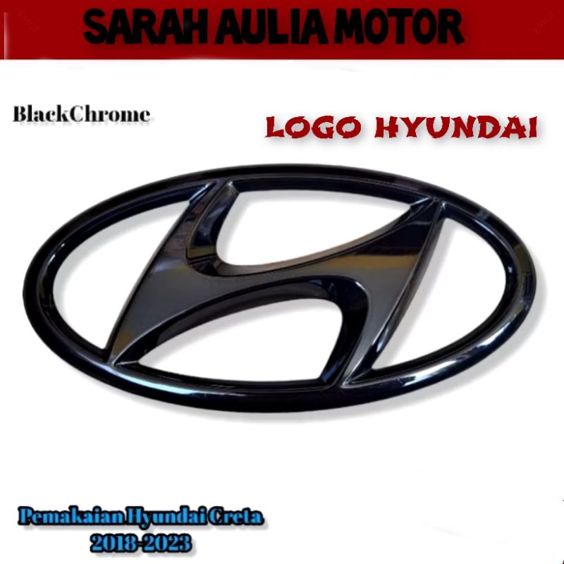 Logo Grill Depan Hyundai Creta 2018-2023 Black Chrome Original / Emblem Logo Grill Depan Hyundai Cre
